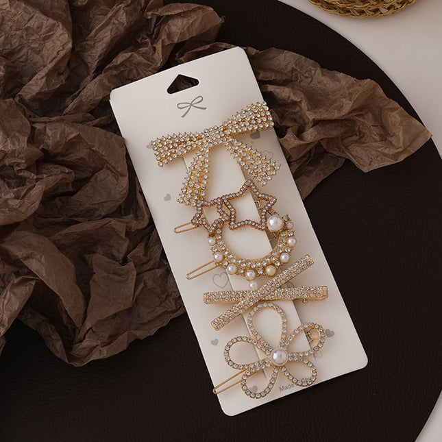 HOOWIFFY 5-Pack Rhinestone Hair Barrettes Small Sparkling Hair Clips for Women Daily Wear and Stylish Accessories.