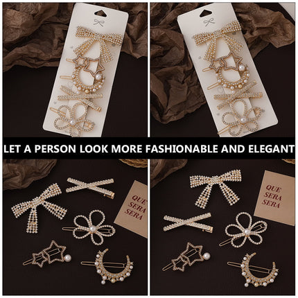 HOOWIFFY 5-Pack Rhinestone Hair Barrettes Small Sparkling Hair Clips for Women Daily Wear and Stylish Accessories.