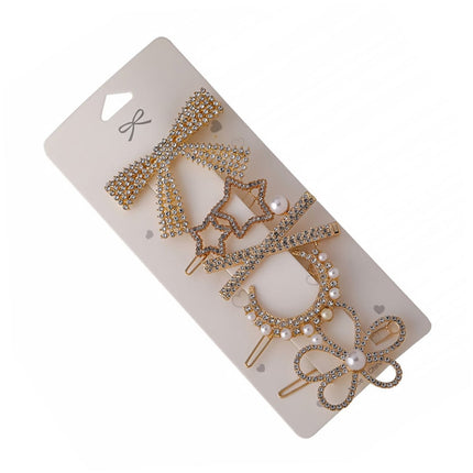 HOOWIFFY 5-Pack Rhinestone Hair Barrettes Small Sparkling Hair Clips for Women Daily Wear and Stylish Accessories.