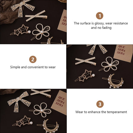HOOWIFFY 5-Pack Rhinestone Hair Barrettes Small Sparkling Hair Clips for Women Daily Wear and Stylish Accessories.