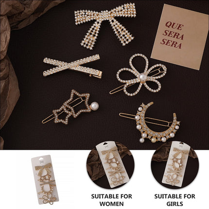 HOOWIFFY 5-Pack Rhinestone Hair Barrettes Small Sparkling Hair Clips for Women Daily Wear and Stylish Accessories.
