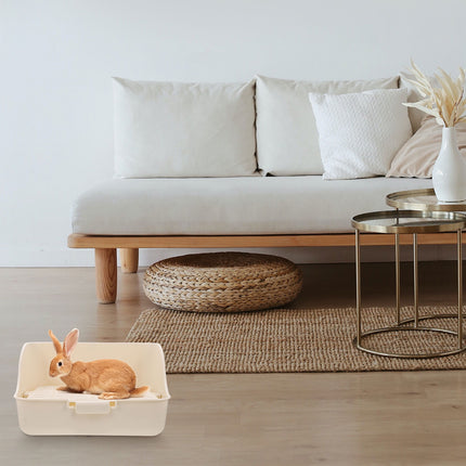 HOOWIFFY Pet Litter Box White Plastic, Durable for Rabbit and Small Animal Use.