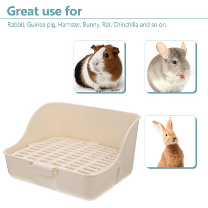 HOOWIFFY Pet Litter Box White Plastic, Durable for Rabbit and Small Animal Use.