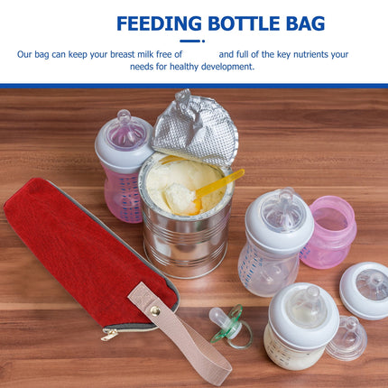 HOOWIFFY Insulated Bottle Bag Red - Keeps for Hours, Portable Baby Bottle Cooler Tote.