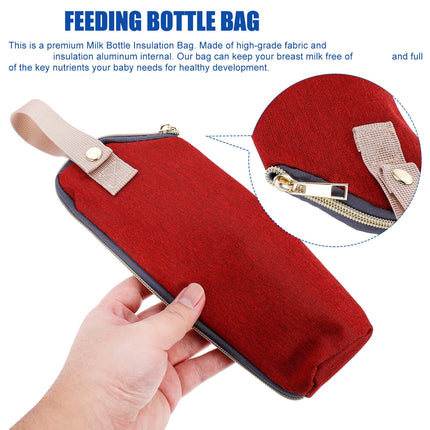 HOOWIFFY Insulated Bottle Bag Red - Keeps for Hours, Portable Baby Bottle Cooler Tote.