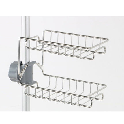 HOOWIFFY Silver Stainless Steel Faucet Storage Rack Adjustable Sponge Holder for Draining Kitchen Sink 7.5x3.5x4.7 Inches.