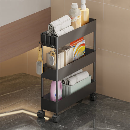 Kdkad Slim Space Saver Rolling Cart, 4.7-Inch Wide Storage Organizer with Wheels for Bathroom, Laundry Room, Between Washer & Toilet, 3-Tier Slim Design Black.