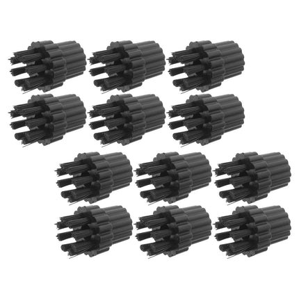 HOOWIFFY 12Pcs Steamer Brush Attachments for Steam Cleaner Mop with Black Nylon Bristles for Effective Cleaning.