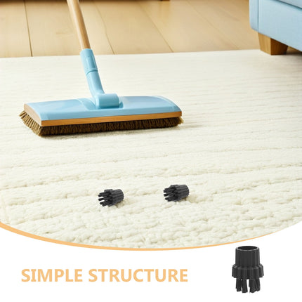 HOOWIFFY 12Pcs Steamer Brush Attachments for Steam Cleaner Mop with Black Nylon Bristles for Effective Cleaning.