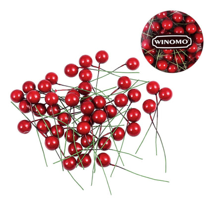 HOOWIFFY 100 Pcs Christmas Artificial Red Berries for Holiday Home Decoration, Realistic Faux Berry Garland Accents.