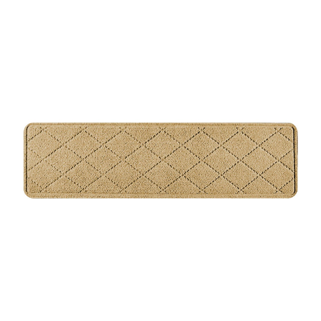 Chmadoxn 4-Piece Non-Slip Stair Treads, Self-Adhesive Striped Carpet Mats, Absorbent & Quiet Step Pads, Can Be Cut to Fit, Washable for Indoor Staircase Safety\u200b\u200b Beige.