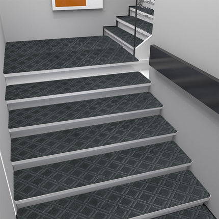 Chmadoxn 4-Piece Non-Slip Stair Treads, Self-Adhesive Striped Carpet Mats, Absorbent & Quiet Step Pads, Can Be Cut to Fit, Washable for Indoor Staircase Safety\u200b\u200b Gray 3.