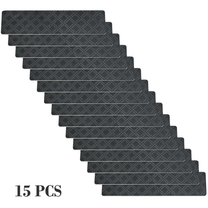 Chmadoxn 4-Piece Non-Slip Stair Treads, Self-Adhesive Striped Carpet Mats, Absorbent & Quiet Step Pads, Can Be Cut to Fit, Washable for Indoor Staircase Safety\u200b\u200b Gray 3.
