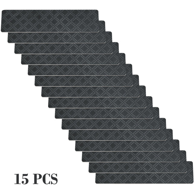 Chmadoxn 4-Piece Non-Slip Stair Treads, Self-Adhesive Striped Carpet Mats, Absorbent & Quiet Step Pads, Can Be Cut to Fit, Washable for Indoor Staircase Safety\u200b\u200b Gray 3.