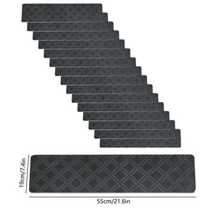 Chmadoxn 4-Piece Non-Slip Stair Treads, Self-Adhesive Striped Carpet Mats, Absorbent & Quiet Step Pads, Can Be Cut to Fit, Washable for Indoor Staircase Safety\u200b\u200b Gray 3.