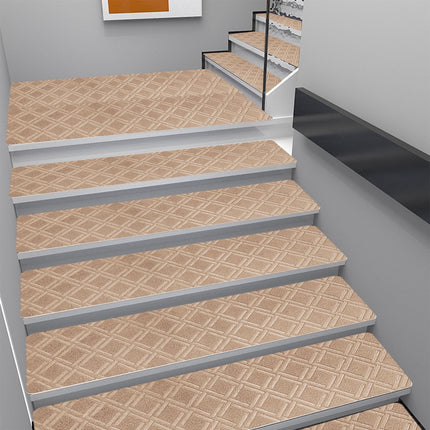 Chmadoxn 4-Piece Non-Slip Stair Treads, Self-Adhesive Striped Carpet Mats, Absorbent & Quiet Step Pads, Can Be Cut to Fit, Washable for Indoor Staircase Safety\u200b\u200b Khaki.