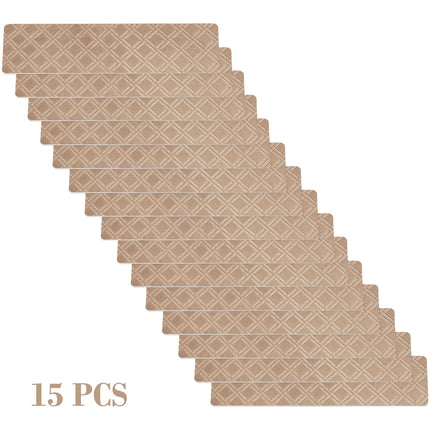 Chmadoxn 4-Piece Non-Slip Stair Treads, Self-Adhesive Striped Carpet Mats, Absorbent & Quiet Step Pads, Can Be Cut to Fit, Washable for Indoor Staircase Safety\u200b\u200b Khaki.