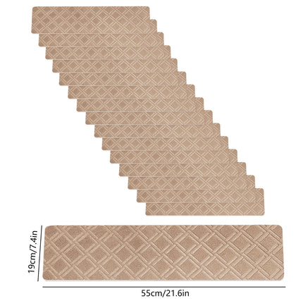 Chmadoxn 4-Piece Non-Slip Stair Treads, Self-Adhesive Striped Carpet Mats, Absorbent & Quiet Step Pads, Can Be Cut to Fit, Washable for Indoor Staircase Safety\u200b\u200b Khaki.