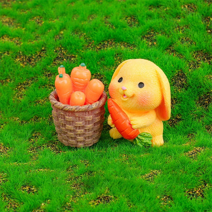 HOOWIFFY 8Pcs Resin Craft Rabbit Miniatures Yellow Bunny Figurines for Home Garden Easter Decoration.