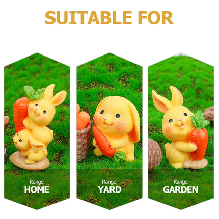HOOWIFFY 8Pcs Resin Craft Rabbit Miniatures Yellow Bunny Figurines for Home Garden Easter Decoration.