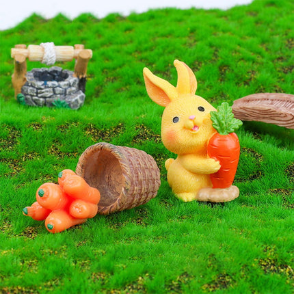 HOOWIFFY 8Pcs Resin Craft Rabbit Miniatures Yellow Bunny Figurines for Home Garden Easter Decoration.