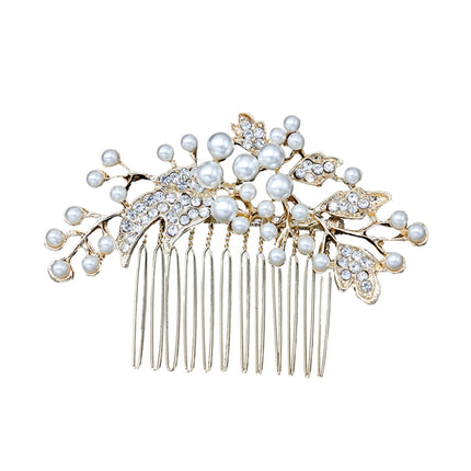HOOWIFFY Decorative Hair Combs for Styling with Leaf Design and Rhinestones for Wedding 1Pack.