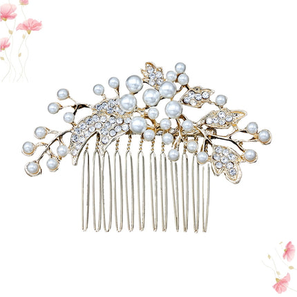 HOOWIFFY Decorative Hair Combs for Styling with Leaf Design and Rhinestones for Wedding 1Pack.