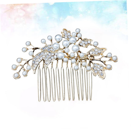 HOOWIFFY Decorative Hair Combs for Styling with Leaf Design and Rhinestones for Wedding 1Pack.