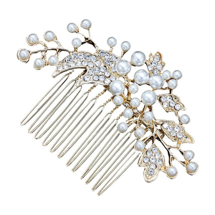 HOOWIFFY Decorative Hair Combs for Styling with Leaf Design and Rhinestones for Wedding 1Pack.