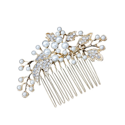 HOOWIFFY Decorative Hair Combs for Styling with Leaf Design and Rhinestones for Wedding 1Pack.