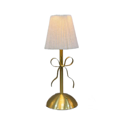 Hometravel USB Bow Table Lamp, Rechargeable Decorative Ambient Light, Metal Base Desk Lamp for Bedroom, Dining Room, Home Decor Beige.