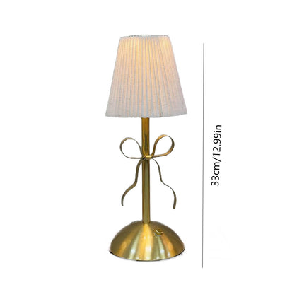 Hometravel USB Bow Table Lamp, Rechargeable Decorative Ambient Light, Metal Base Desk Lamp for Bedroom, Dining Room, Home Decor Beige.