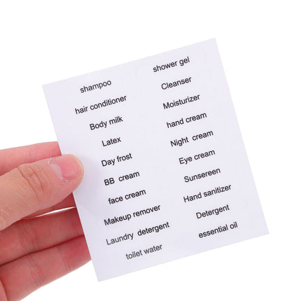 HOOWIFFY Black PVC Travel Toiletry Labels for Home and Travel Organization, 30 Pieces Stickers.