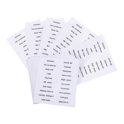 HOOWIFFY Black PVC Travel Toiletry Labels for Home and Travel Organization, 30 Pieces Stickers.