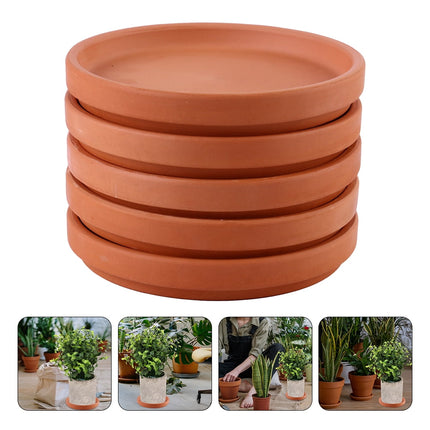 HOOWIFFY Chocolate Red Clay Flower Pot Tray for Indoor Outdoor Use 5Pcs.