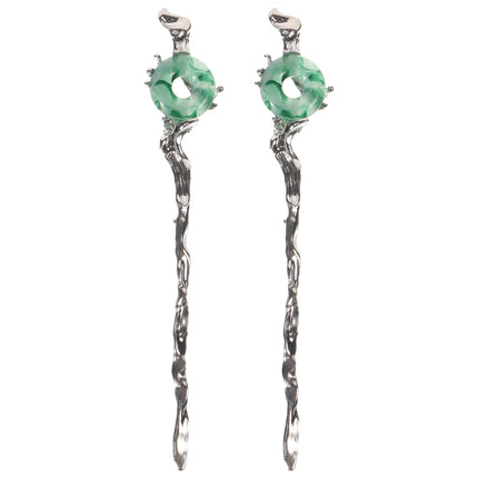 HOOWIFFY 2pcs Silver Hair Chopstick Vintage Hair Sticks Women for Night Out and Recital.