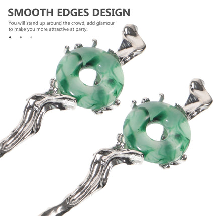 HOOWIFFY 2pcs Silver Hair Chopstick Vintage Hair Sticks Women for Night Out and Recital.
