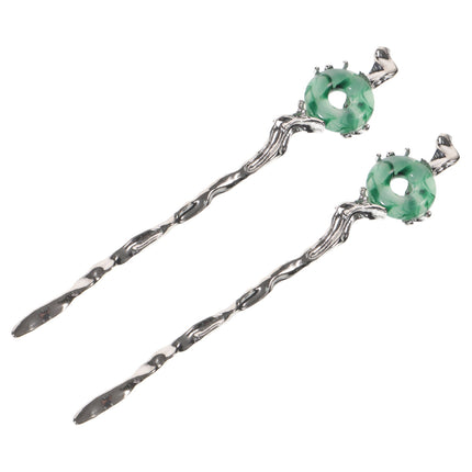HOOWIFFY 2pcs Silver Hair Chopstick Vintage Hair Sticks Women for Night Out and Recital.