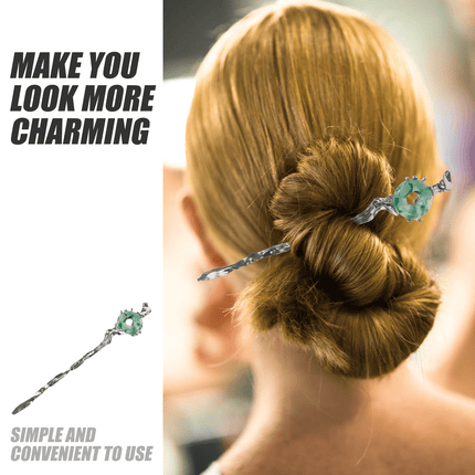 HOOWIFFY 2pcs Silver Hair Chopstick Vintage Hair Sticks Women for Night Out and Recital.