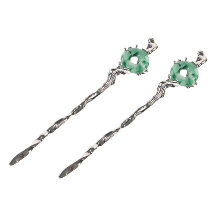HOOWIFFY 2pcs Silver Hair Chopstick Vintage Hair Sticks Women for Night Out and Recital.