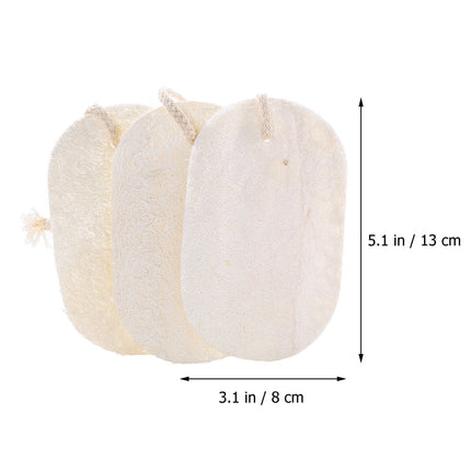 HOOWIFFY 3-Pack Natural Loofah Sponge Kitchen Scrubber Set with High Absorption Beige Multipurpose Cleaning Brushes.