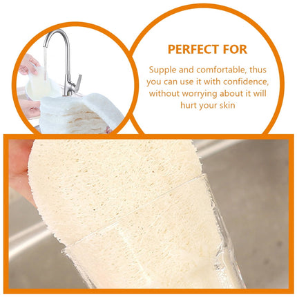 HOOWIFFY 3-Pack Natural Loofah Sponge Kitchen Scrubber Set with High Absorption Beige Multipurpose Cleaning Brushes.