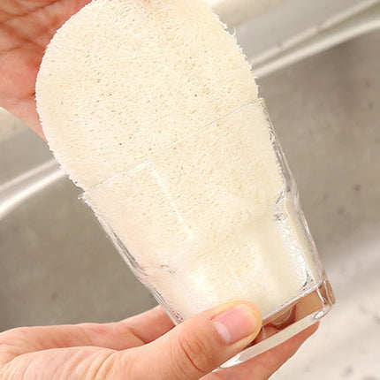 HOOWIFFY 3-Pack Natural Loofah Sponge Kitchen Scrubber Set with High Absorption Beige Multipurpose Cleaning Brushes.