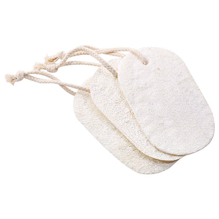 HOOWIFFY 3-Pack Natural Loofah Sponge Kitchen Scrubber Set with High Absorption Beige Multipurpose Cleaning Brushes.