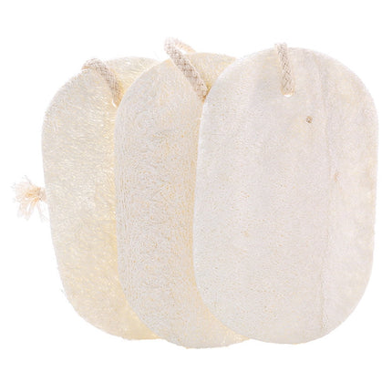 HOOWIFFY 3-Pack Natural Loofah Sponge Kitchen Scrubber Set with High Absorption Beige Multipurpose Cleaning Brushes.