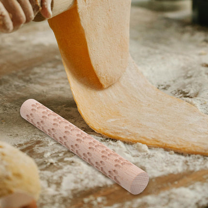 HOOWIFFY Pottery Slab Roller Embossed Rolling Pin Wooden Khaki 1Pack for Baking Cookies Artists.