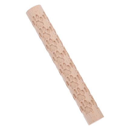 HOOWIFFY Pottery Slab Roller Embossed Rolling Pin Wooden Khaki 1Pack for Baking Cookies Artists.