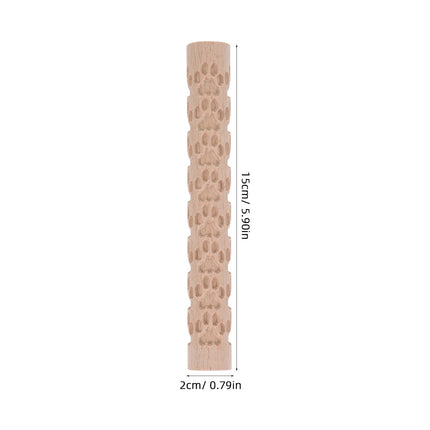 HOOWIFFY Pottery Slab Roller Embossed Rolling Pin Wooden Khaki 1Pack for Baking Cookies Artists.