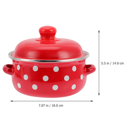 HOOWIFFY Red Enamel Pot - Daily Use Cookware for Kitchen, Versatile and Easy to Clean.