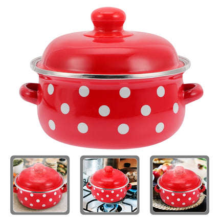 HOOWIFFY Red Enamel Pot - Daily Use Cookware for Kitchen, Versatile and Easy to Clean.